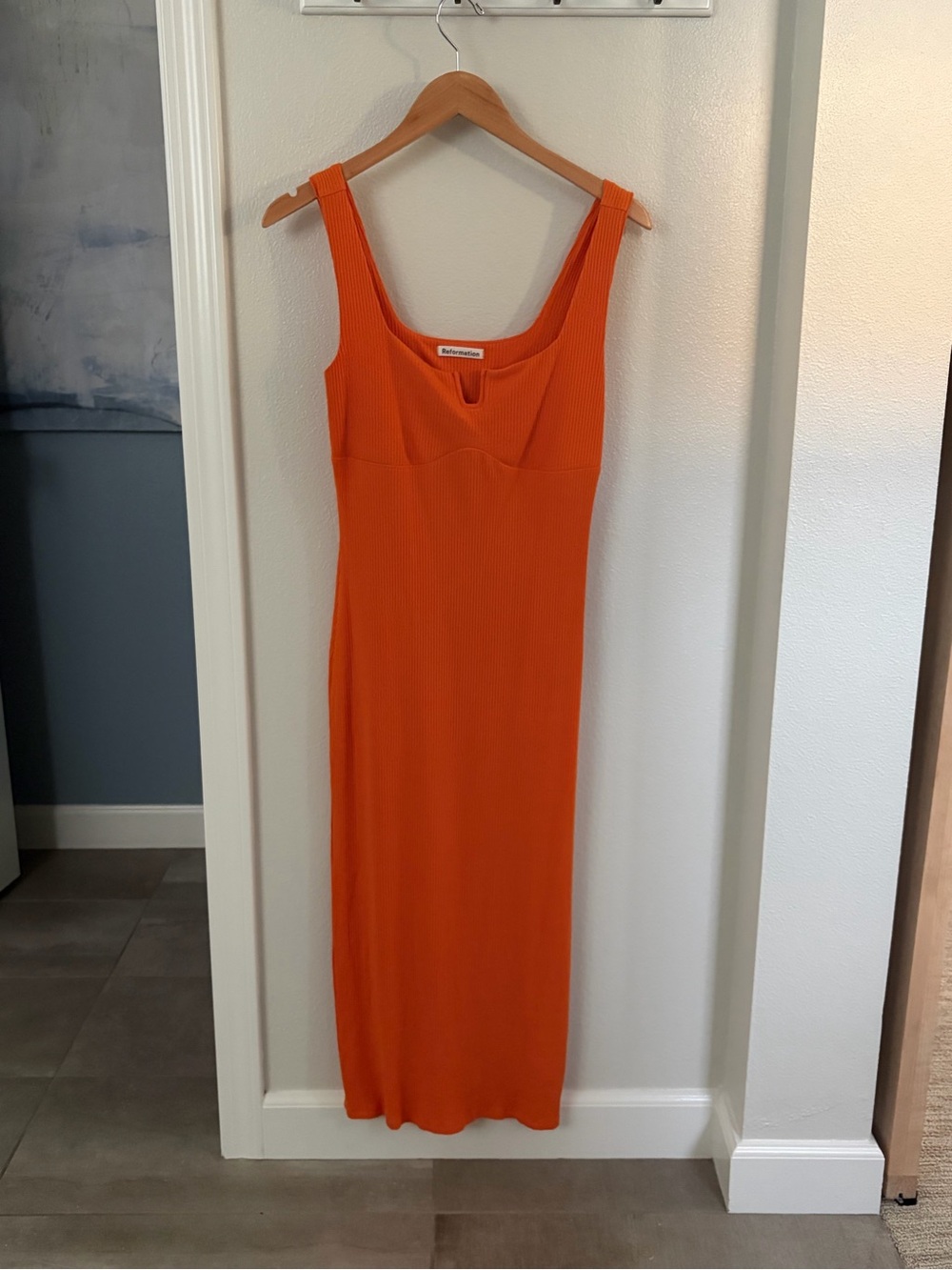 Reformation Lillee Knit Dress Orange Ribbed Midi Dress rare color